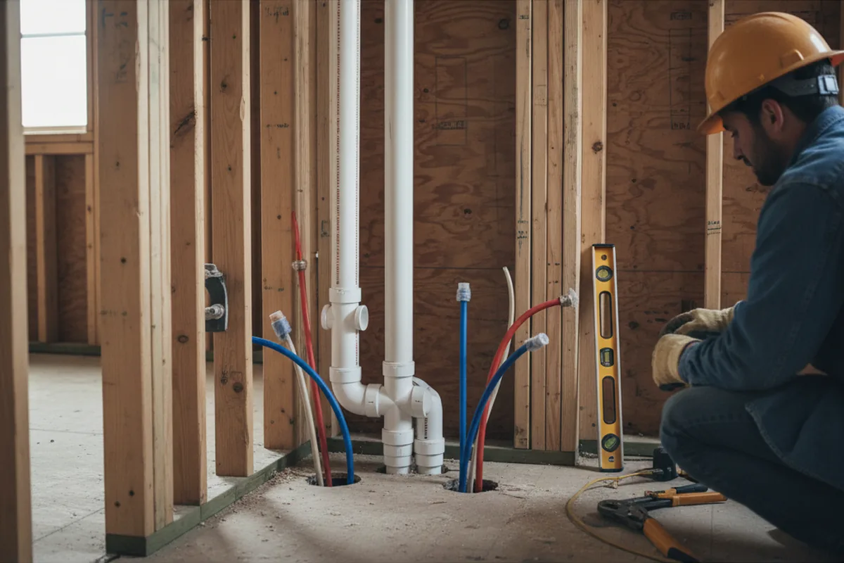 Drain and supply rough-in during Leak Detection in Fultonville
