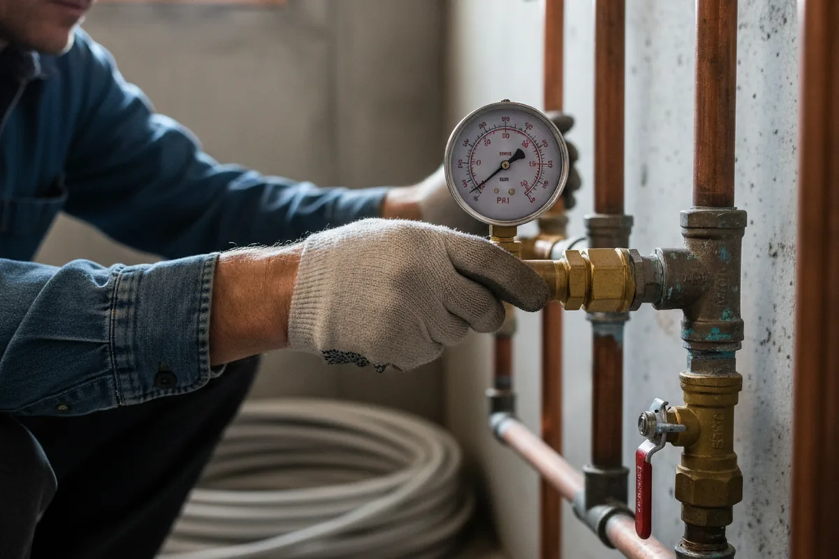 Pressure testing a repaired line during Water Line Repair in Fultonville
